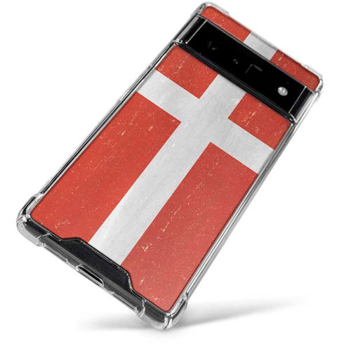Denmark Flag Distressed Google Pixel 6 Clear Case